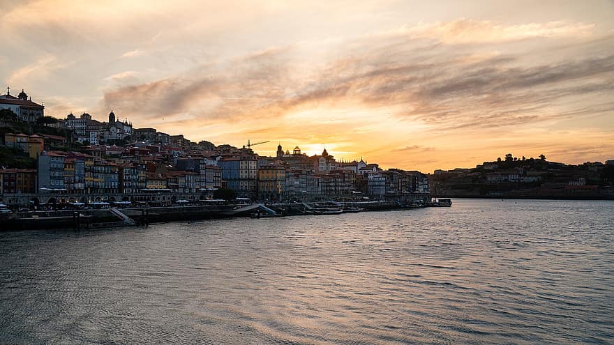 Porto, City, River, Sunset, Dusk, Evening, Afternoon, Night, Port, Buildings, Old Town