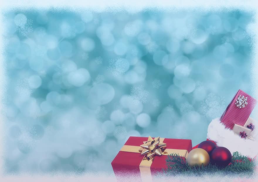 Kerstmis, geschenken, hulst, bokeh, vrolijk, Cadeaustrikken, feestelijk, gelegenheid, kopie ruimte, decoratief, winters