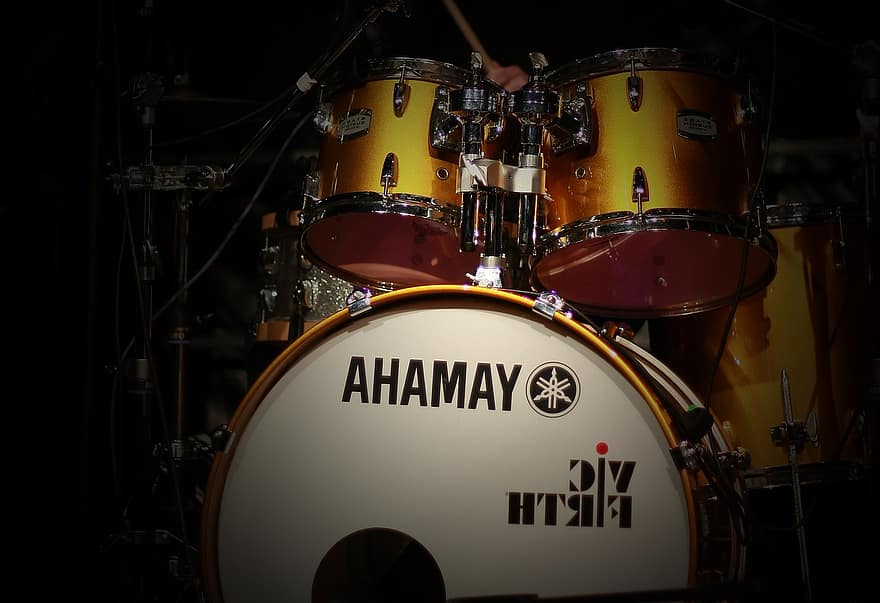 tambours, batterie, instrument de musique, Yamaha