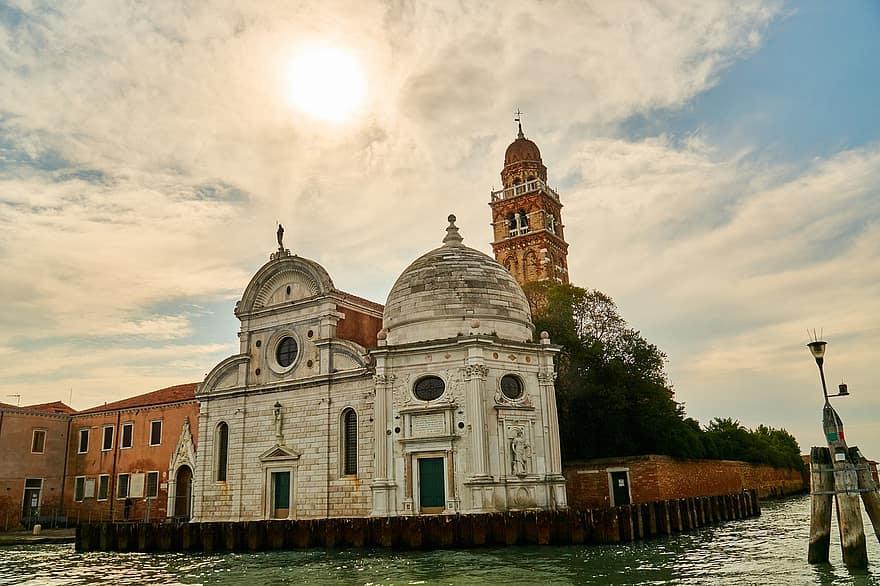 Italija, Venecija, San Michele Isoloje, bažnyčia, san michele, koplyčia, kanalas