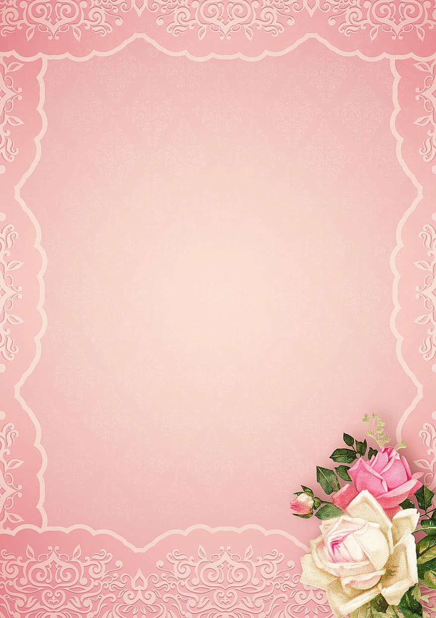 фон, розы, случай, приглашение, благородный, Рамка, копировать пространство, украшения, алый, розовый, современный