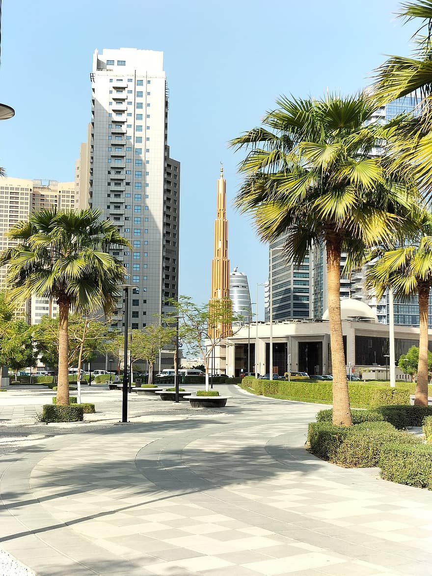 Dubaiturm, DubaiGebäude, dubaipark, DubaiArchitektur, Dubaistraße, DubaiBüro, Gebäude, Turm, Büro, Park