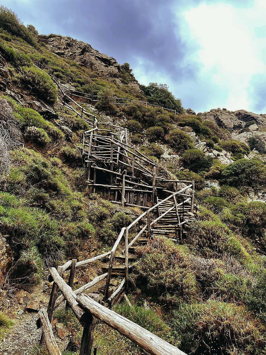 Crete, Nature, Travel, Exploration, Outdoors, Richis Gorge, Stairs, mountain, landscape, wood, rural scene