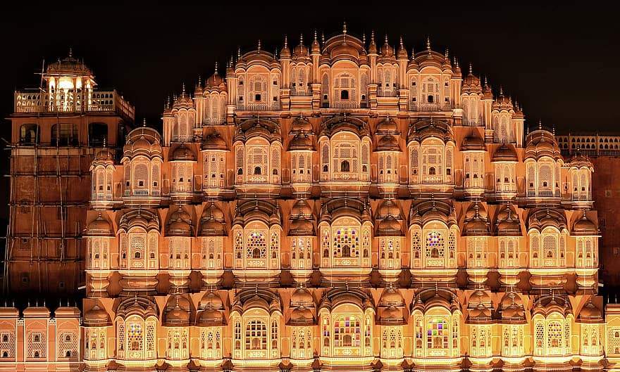 حواء محل ، قصر ، الهند ، جايبور ، راجستان ، هندسة معمارية