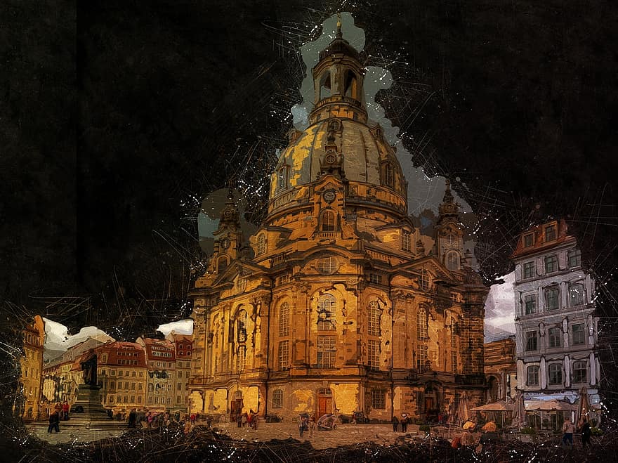 Dresden, Frauenkirche, kirkko, saxony, kaupunki, Saksa, vanha kaupunki, frauenkirche dresden, rakennus, torni, arkkitehtuuri