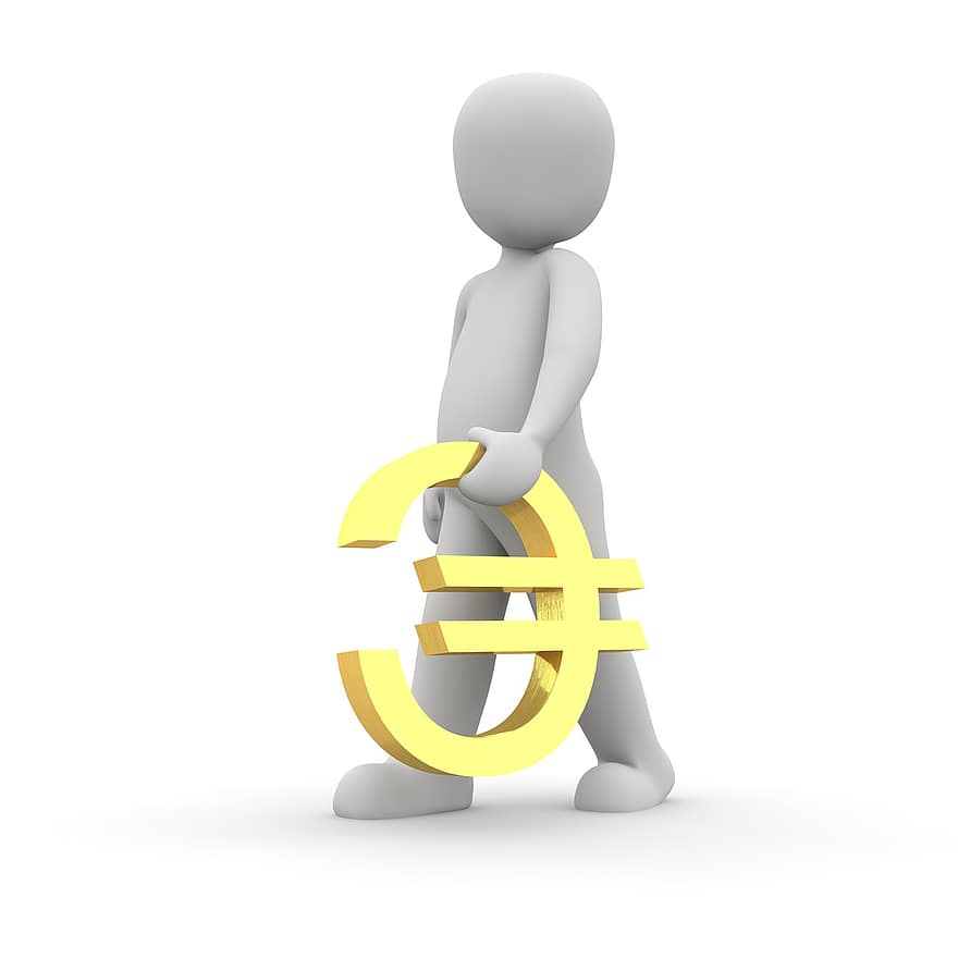 Euro, personaggi, 3d, simbolo, Europa, moneta, segno dell'euro, europeo, finanza, i soldi, disponibilità liquide e mezzi equivalenti
