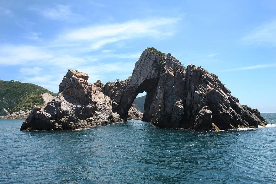 Sea, Island, Rocks, Korea, Hongdo, Travel, Nature, Sky, Water, Break, Vacation