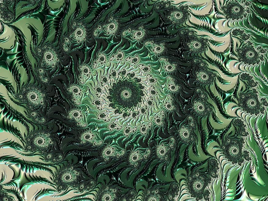 fractal, artă, spirală, matematic, opera de arta, Mandelbrot, mistic, creator, Set fractal, verde, Arta verde