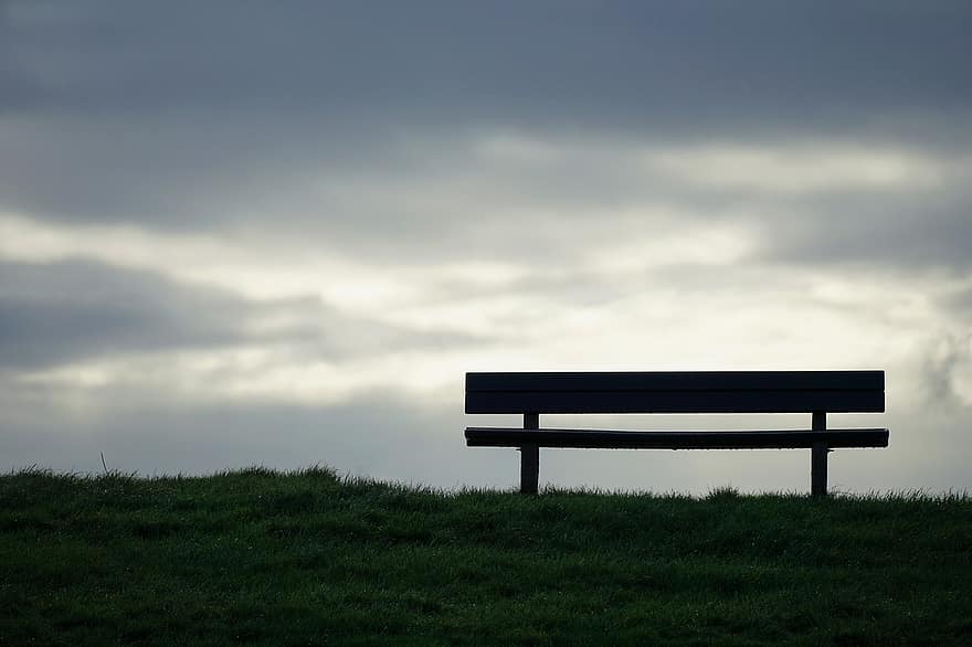 banco, sentarse, relajarse, dique, mar del Norte, clima, lluvia, Para pasear