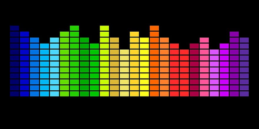 taajuuskorjain, värikäs, tekniikka, musiikki, digitaalinen, taajuus, musikaali, spektri, sateenkaari, kaavio, valo