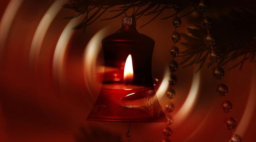 घंटी, क्रिसमस, मोमबत्ती, क्रिसमस की सजावट, असबाब, आगमन, क्रिसमस की घंटी, रोशनी