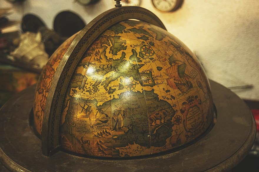 stary glob, Starożytne światy, Mapa świata, artefakt, muzeum, antyczny, stary, staromodny, mapa, kultury, podróżować