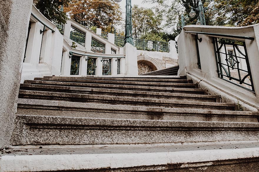 architektūra, laiptinė, laiptai, žingsnius, Art Nouveau, miestas, pastatas, lankytinos vietos, Vienna, orientyras