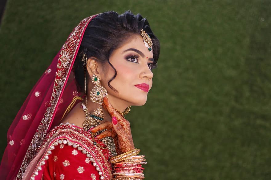 bruid, huwelijk, Indiaas, verzinnen, bruids makeup, Bruids make-over, vrouw, meisje, mode, schoonheid, traditioneel