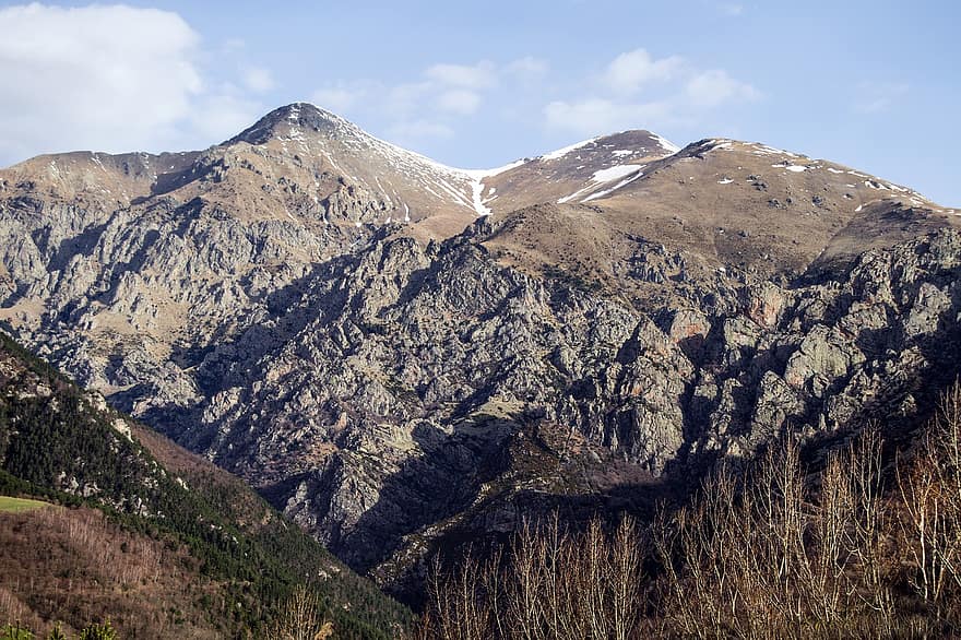 Ripollés, Girona, Els Torreneules, csúcsok, természet, moutains, tájkép, hegy, hó, hegycsúcs, hegység
