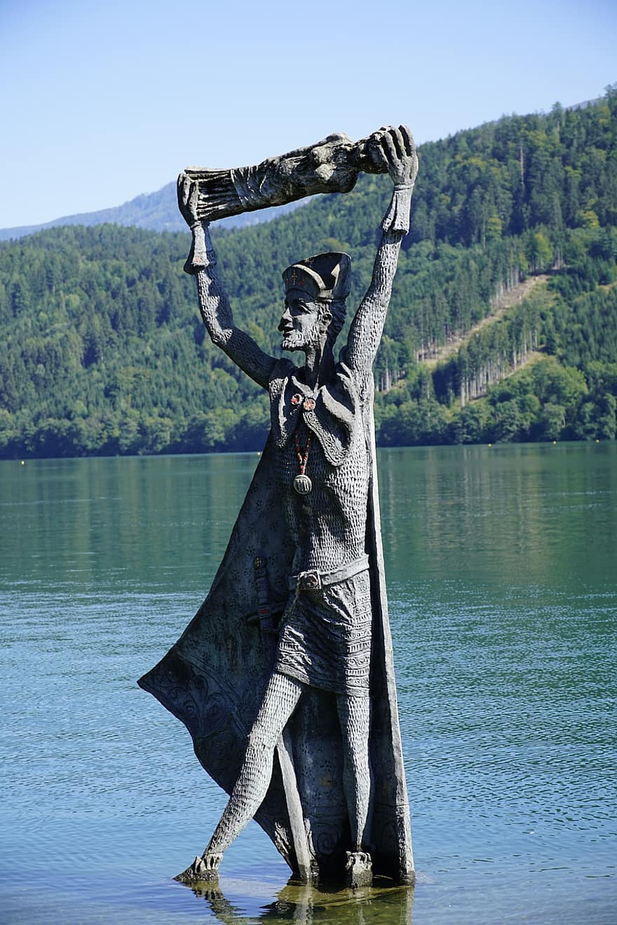 Domitian statue, Domitian Skulptur, Millstatt søen, statue, skulptur, sø, Prins Domitian, Kärnten
