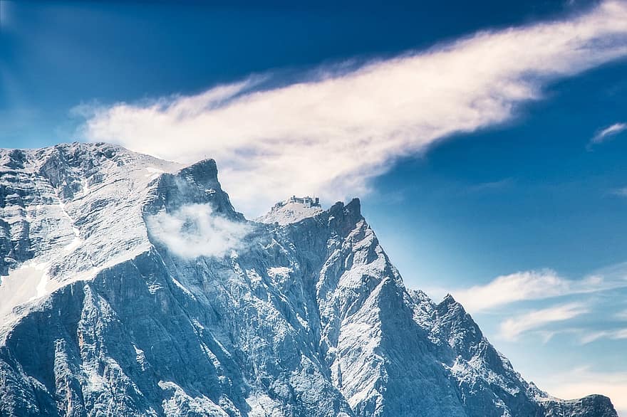 montaña, rock, cumbre, Alpes, Zugspitze, pico, Austria, nubes, al aire libre, panorama, naturaleza