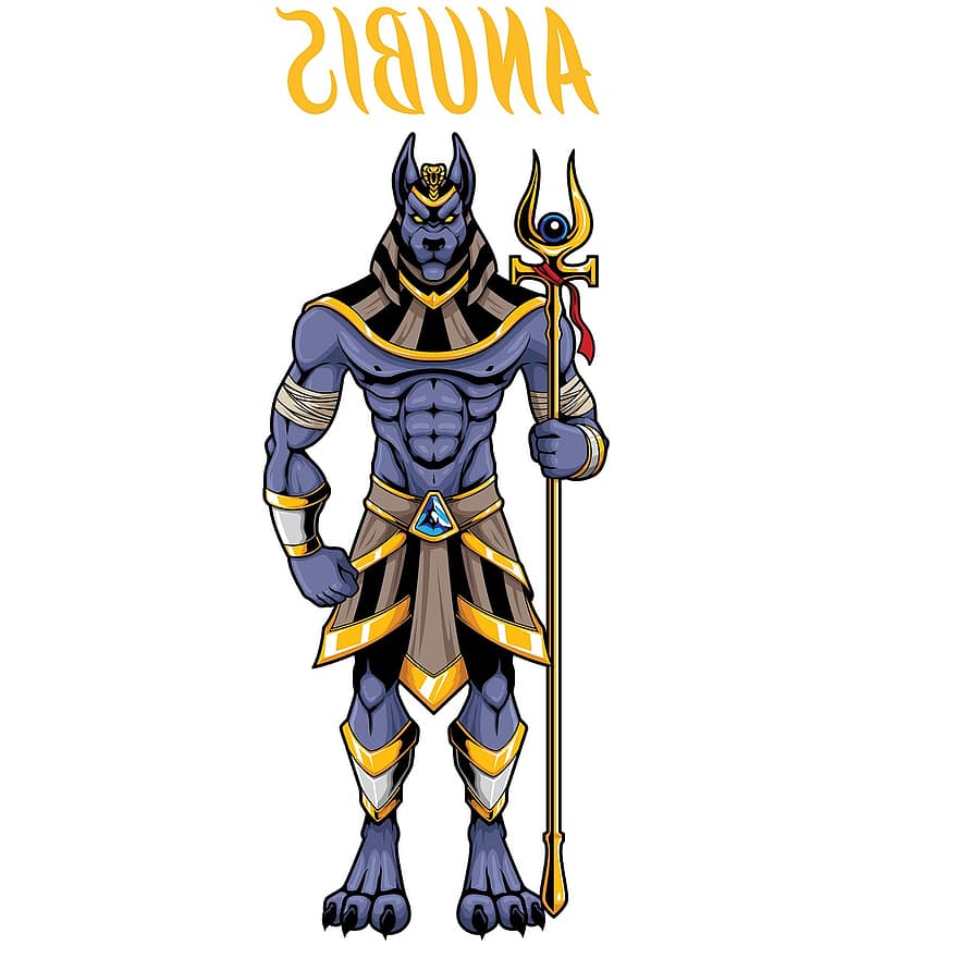 Anubis, Egypt, Ancient, Gold, Character, Drawing, illustration, cartoon, heroes, vector, men