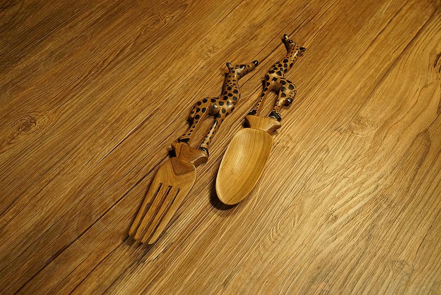 utensili di legno, giraffa, Souvenirs, Cucchiaio e forchetta giraffa, cucchiaio, forchetta, posate, utensili