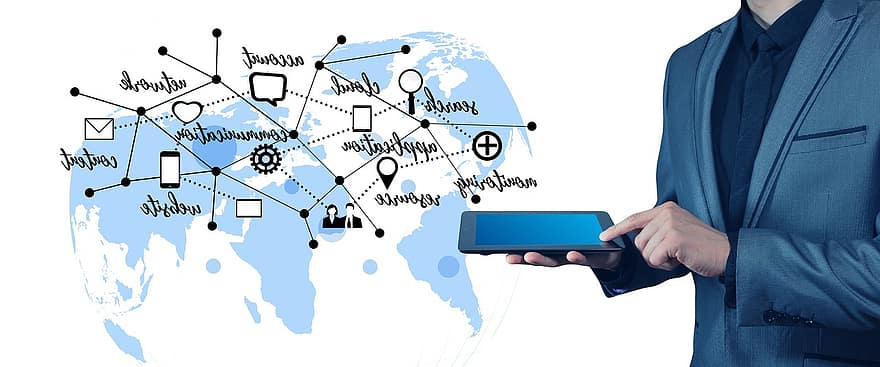 Network, Technology, Businessman, Man, Tablet, Computer, Digital, Digitization, Marketing, Business, Connection