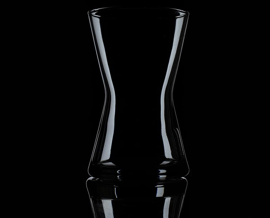 glas, zwart, donker, glaswerk, houder, glazen container, silhouet, reflectie, drinken, bril