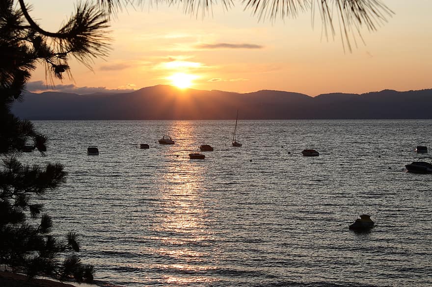 Lake Tahoe, solnedgang