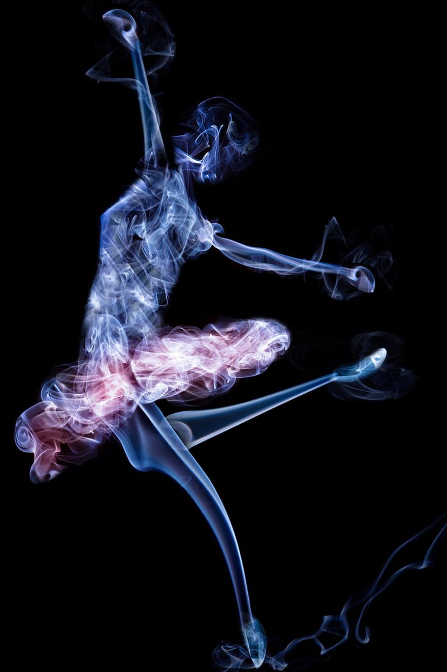 dança, fumaça, figura, dançarino, Smoke Figure, harmonia, movimento, espiritual, mulher, místico, arte