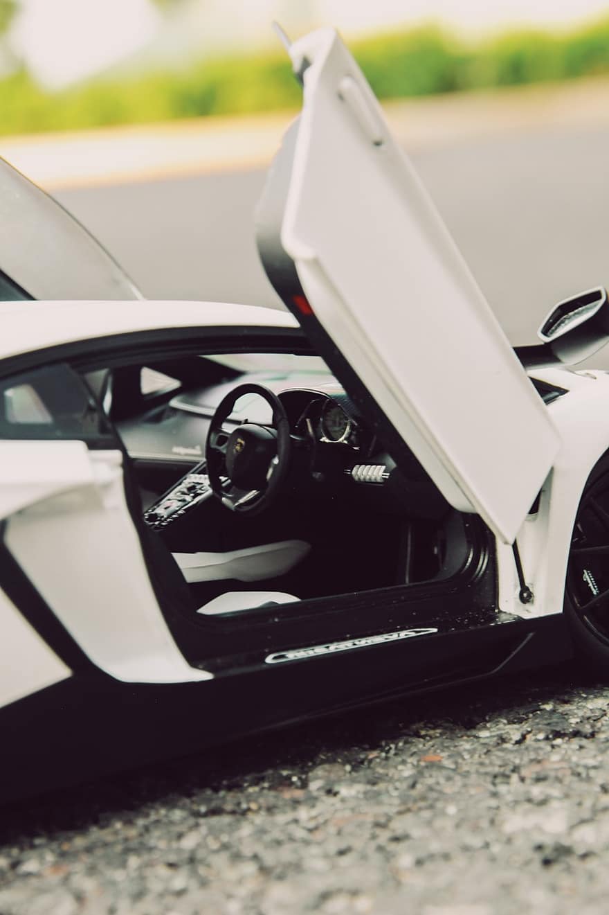 Lamborghini Aventador, modellbil, bil, interiör, modell, leksak, leksaksbil, bil-, fordon, Diecast Toy, Autoart