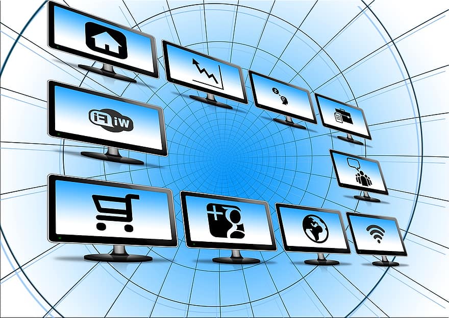 Monitor, ecran, rețea socială, aplicaţia, structura, rețele, Internet, social, siglă, Facebook, marketing