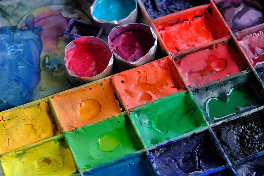 paleta de colors, art, raspall, artistes, color, creativitat, pintor, pintura, dibuixar, tela, colorit