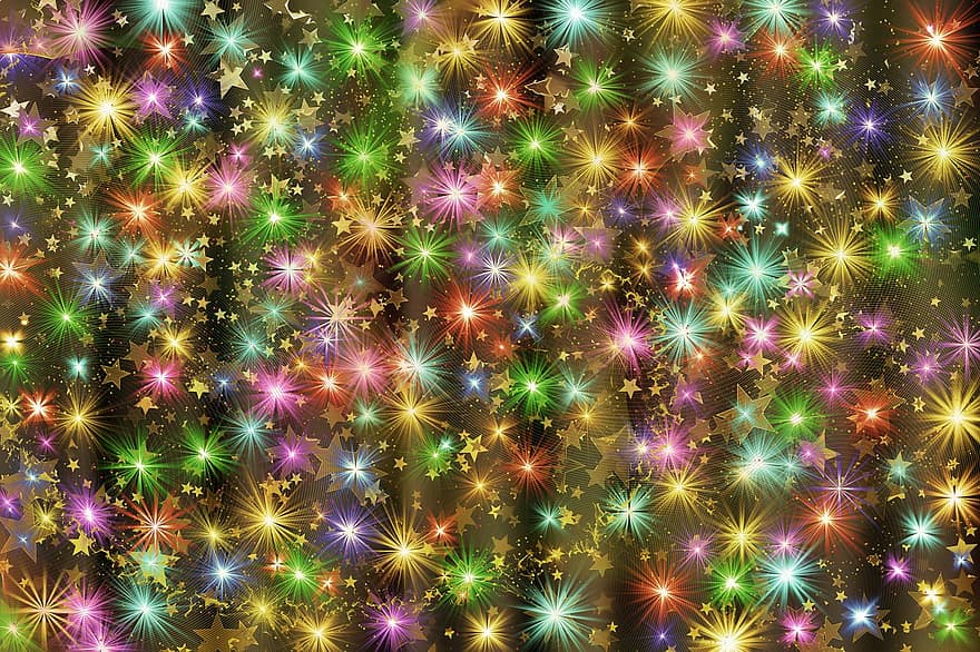 Коледа, звезди, светлини, блестя, идване, украса, Коледна украса, златист, многоцветен