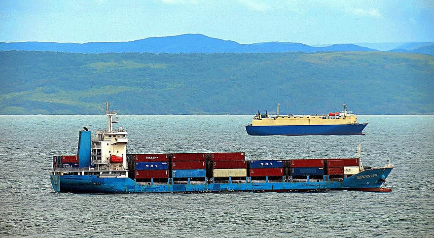 vaartuig, containerschip, zee, vervoer-, Verzenden, lading