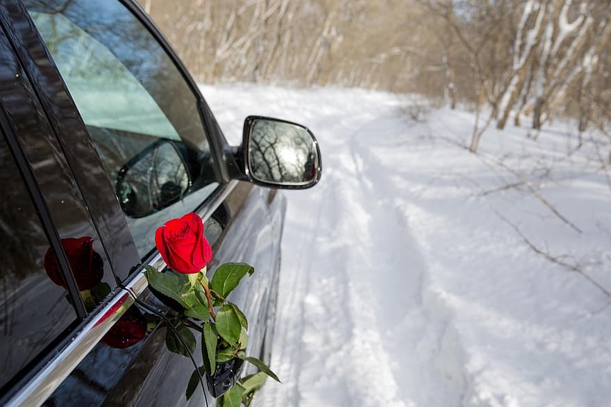 mobil, hari Valentine, musim dingin, ulang tahun, jalan masuk