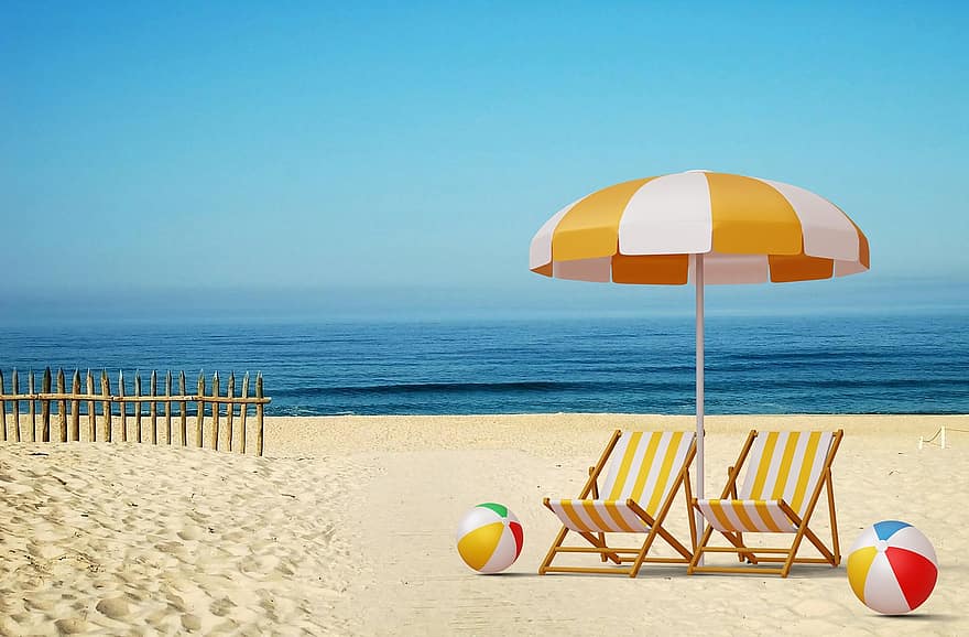 плаж, чадър, море, ваканция, морски бряг, Плажни топки, океан, вода, крайбрежие, вълни, пясък