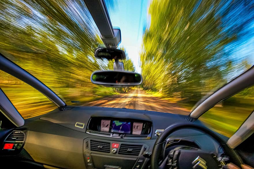 Speed, Car, Steering Wheel, Auto, Way, Dirt Road, driving, blurred motion, motion, transportation, land vehicle