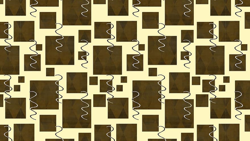 Squares, Wave, Pattern, Abstract, Geometric, Brown, Cream, Wallpaper, Wall, Confetti, Wrapping Paper