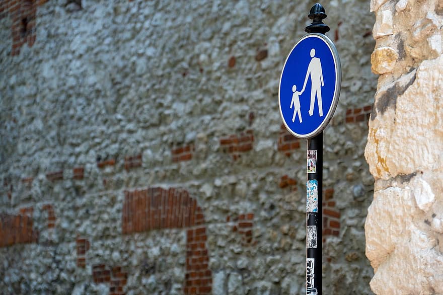 보행자 구역, 교통 표지판, 도로 표지판, 유럽