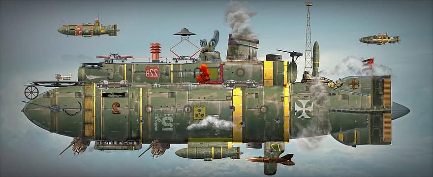 αεροσκάφος, steampunk, φαντασία, Dieselpunk, Atompunk, επιστημονική φαντασία