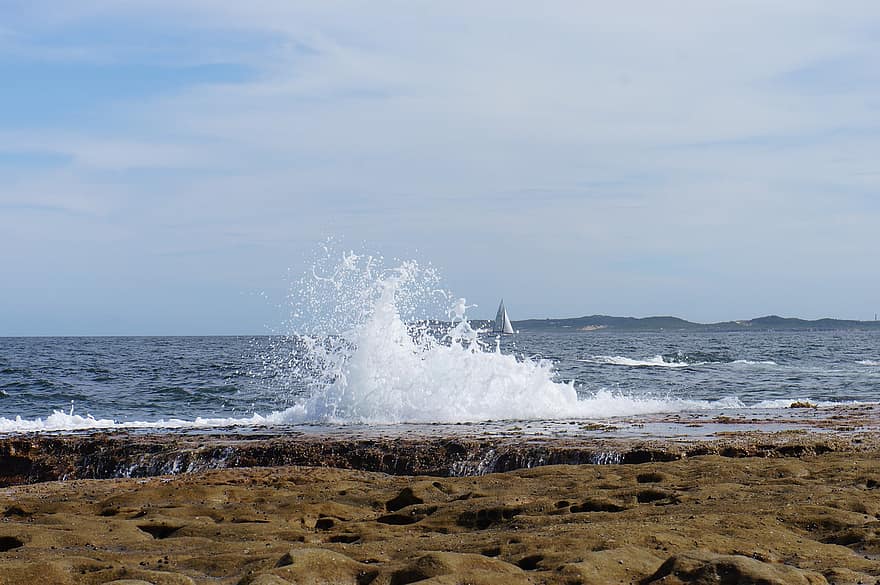 oceano, ondas, mar, rochas, esguicho, spray, agua, ao ar livre, feriado, viagem, costa