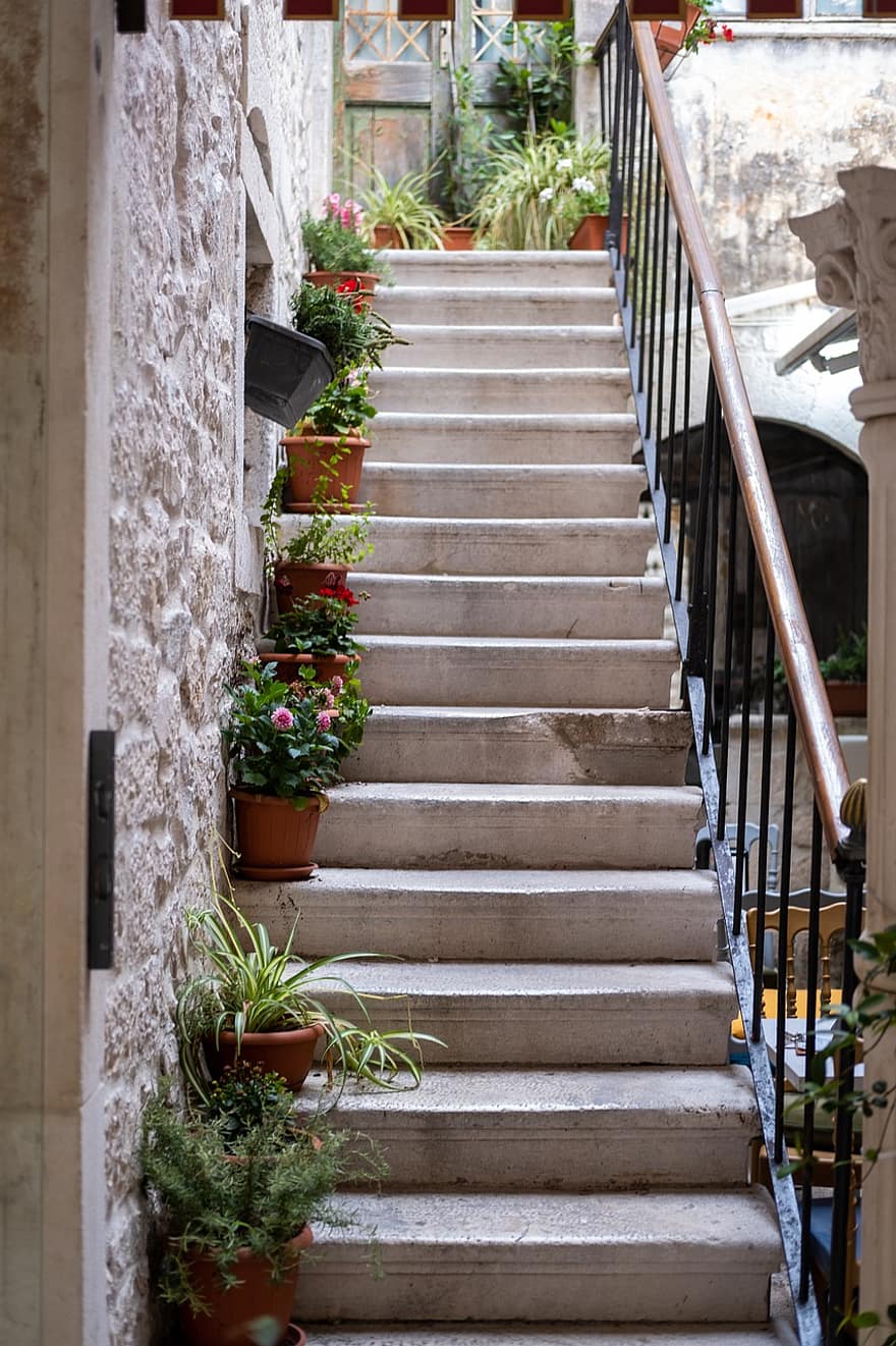 стълбище, улица, град, архитектура, средновековен, FUJIFILM, стъпки, растение, цвете, външна сграда, лято