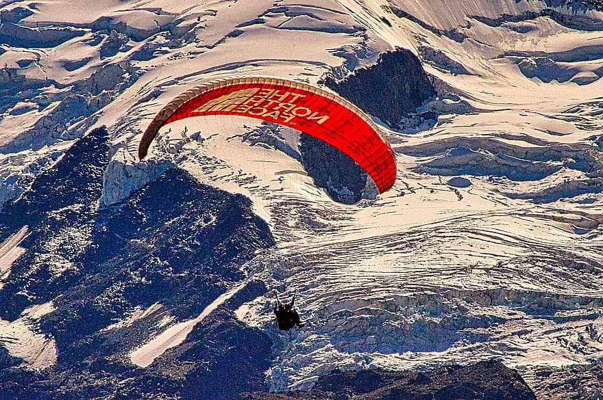 fjellene, paragliding, paraglider, himmel, panoramautsikt, fjelllandskap, chamonix, Haute-Savoie, Alpene