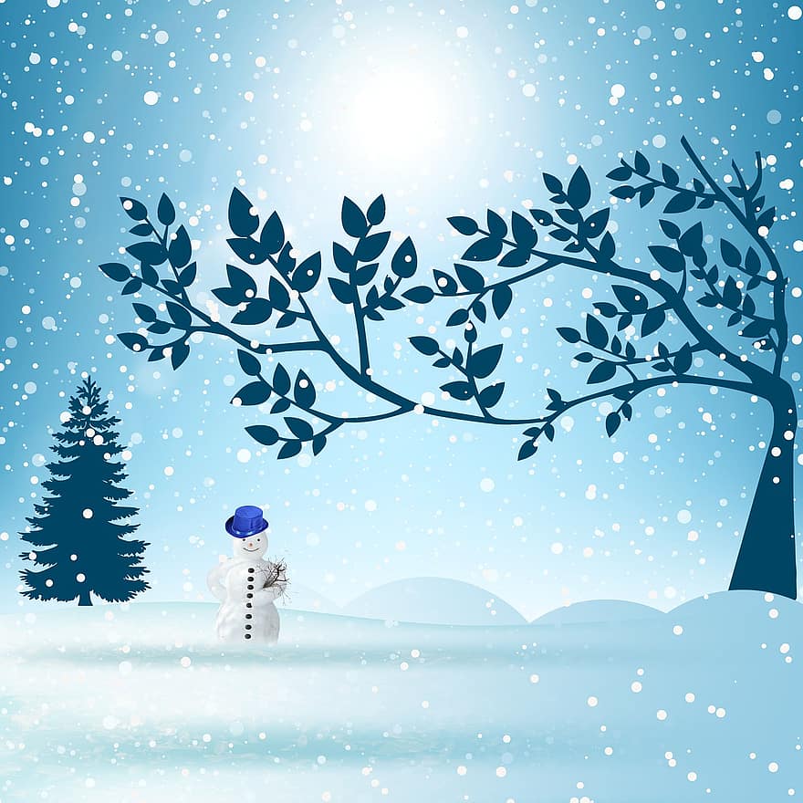 snö, vinter-, Julens tillfälle, julkort, kort, kall