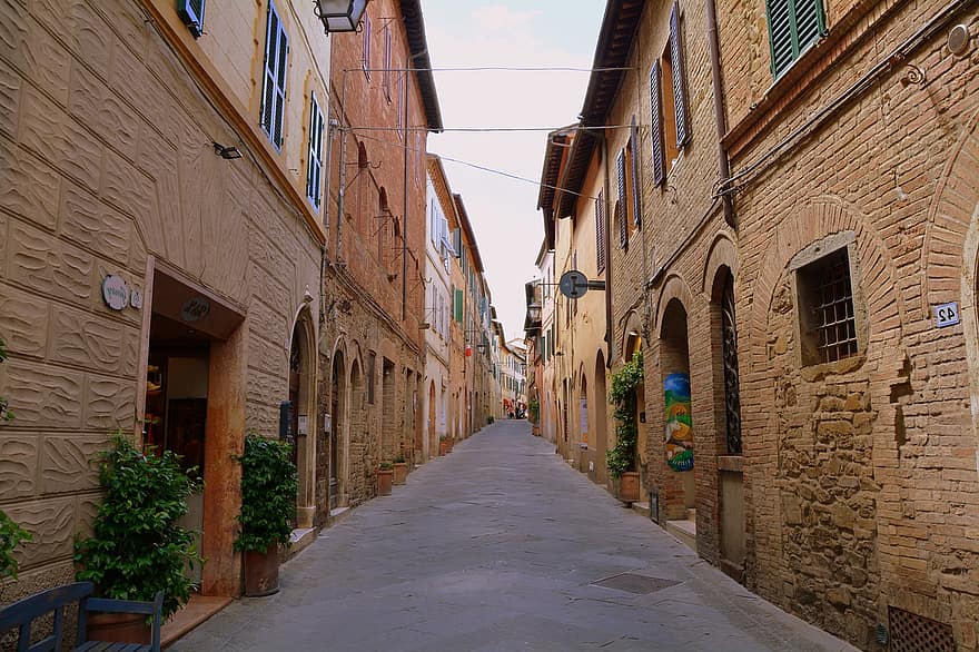 vicolo, vuoto, deserto, strada, architettura, vecchio, solitario, abbandonato, montalcino, Toscana