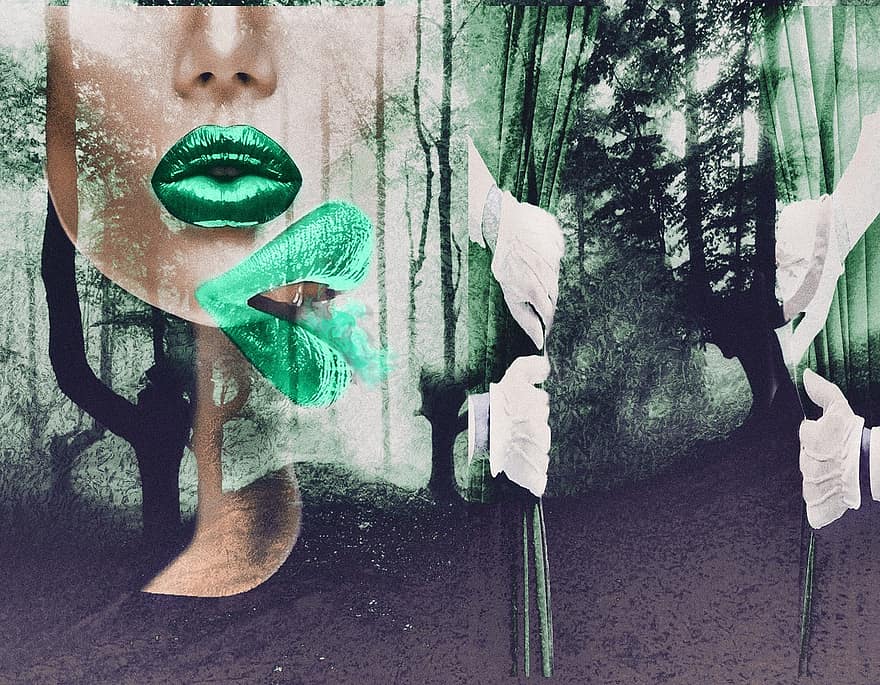 숲, 더블 엑스 포어, 키스, 얼굴, 입술, 자연