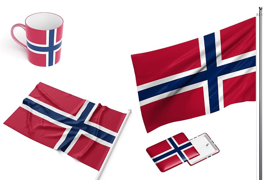 국가, 깃발, 노르웨이, 전국의, 상징