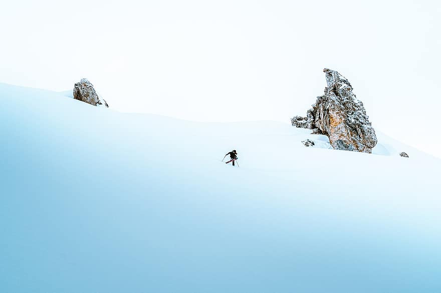 slēpošana, ziemas sporta veidi, balts, kalns, sportu, sniegs, kalnu
