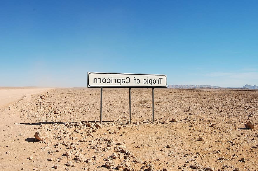 trópico, Capricornio, Desierto, Namibia, naturaleza, firmar, símbolo, arena, viaje, paisaje, azul