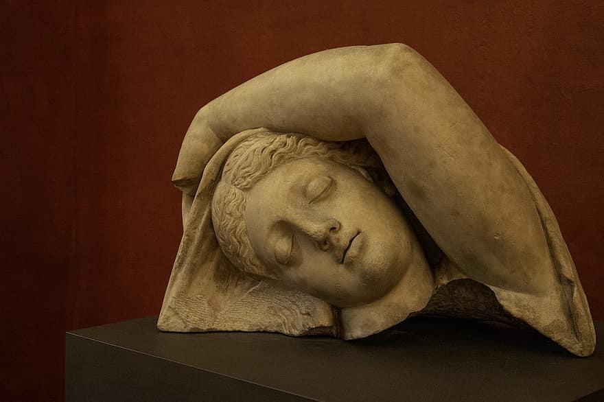 patung, payudara, menghadapi, museum, museum vatikan, Roma