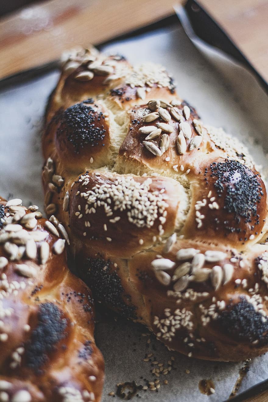 chléb, pekařství, pečený, mouka, pletené, jídlo, čerstvý, challah, Šabat, židovský