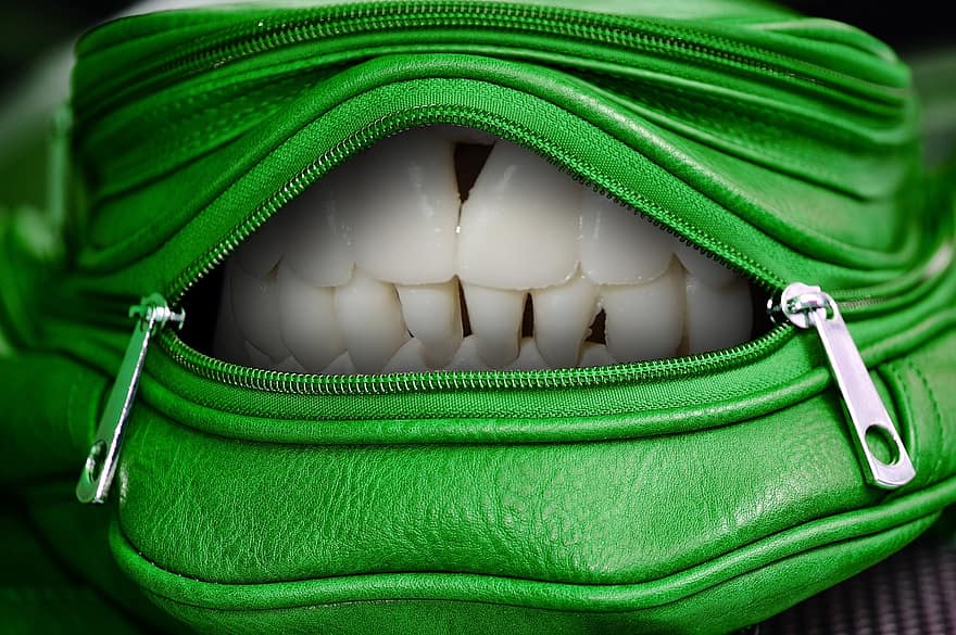 Handbag, Open, Mouth, Tooth